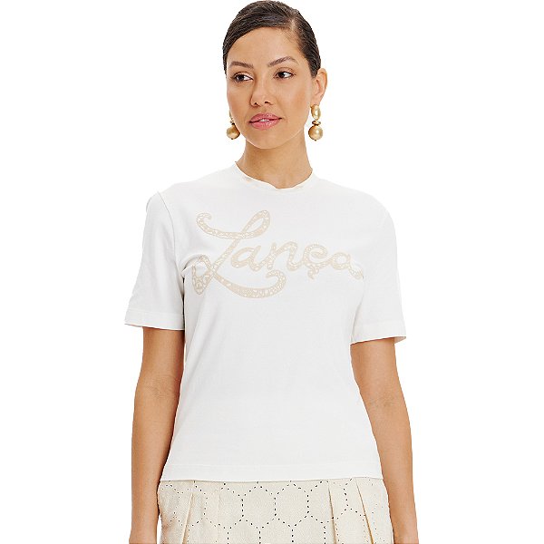 Camiseta Lança Perfume Baby Look In24 Off White Feminino