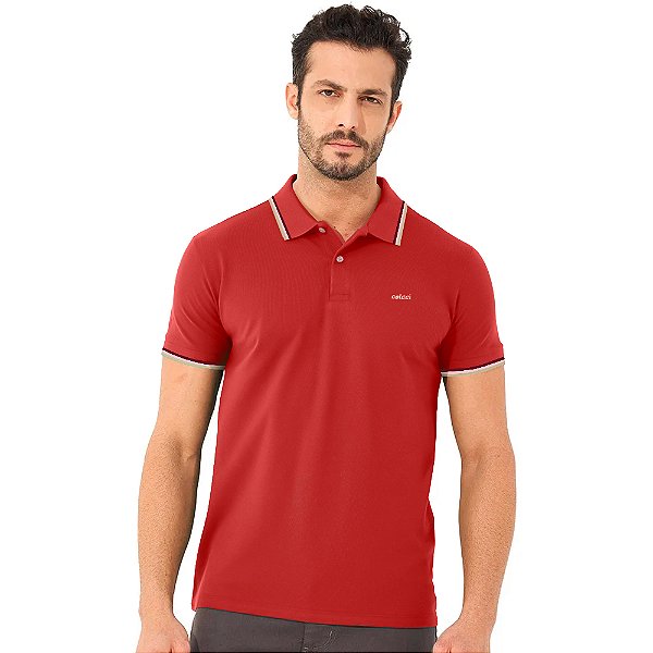 Camisa Polo Colcci Three Lines Ou24 Vermelho Masculino