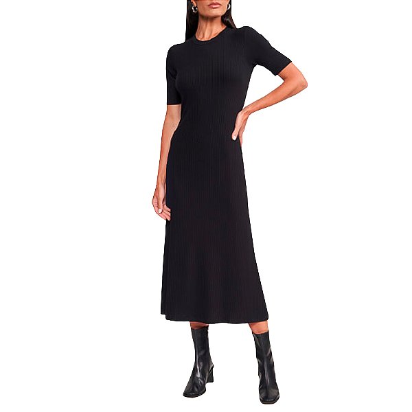 Vestido Canelado Colcci Evase In24 Preto Feminino