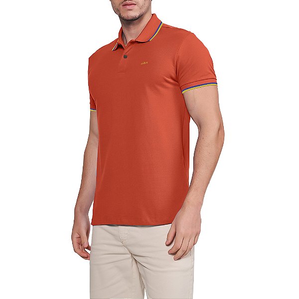 Camisa Polo Colcci Dual Line In24 Laranja Masculino