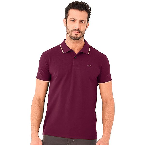 Camisa Polo Colcci Lined In24 Bordô Masculino
