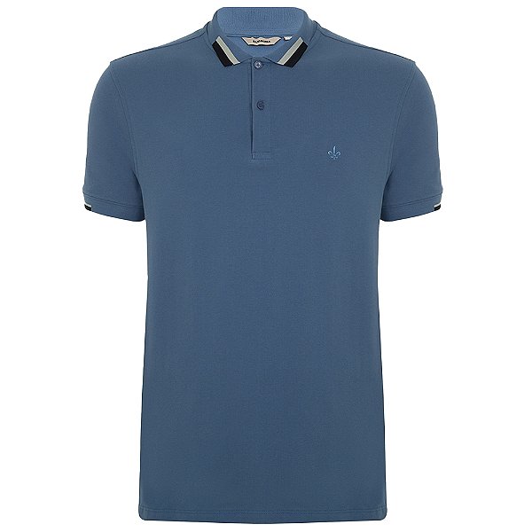 Camisa Polo Dudalina Piquet Jacquard In24 Azul Masculino