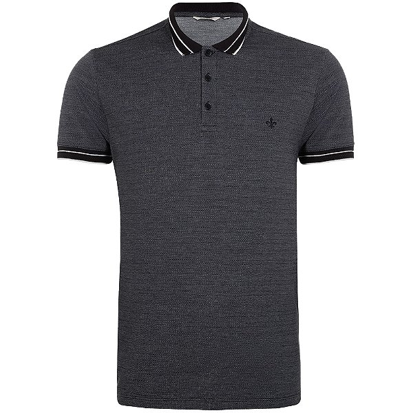 Camisa Polo Dudalina Chevron In24 Cinza Escuro Masculino