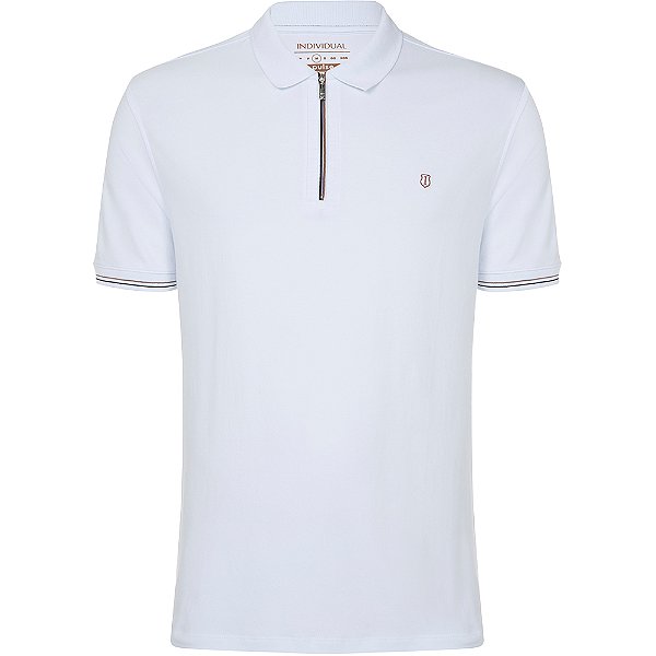 Camisa Polo Individual Regular Zip In24 Branco Masculino