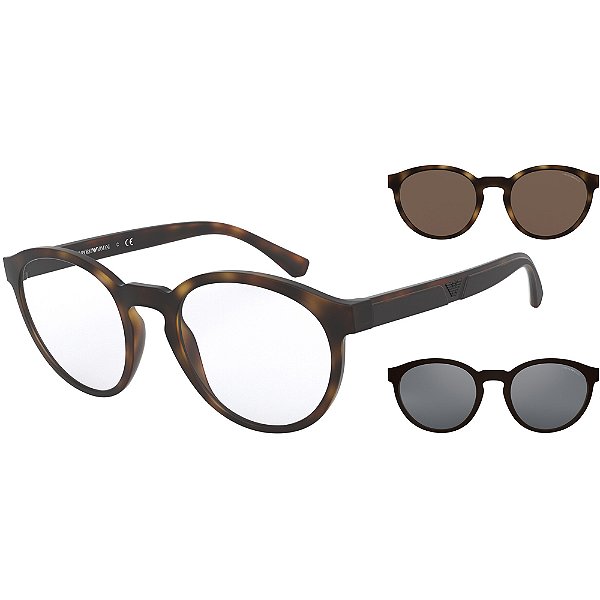 Óculos de Sol Emporio Armani 4152 Clip On Marrom Masculino