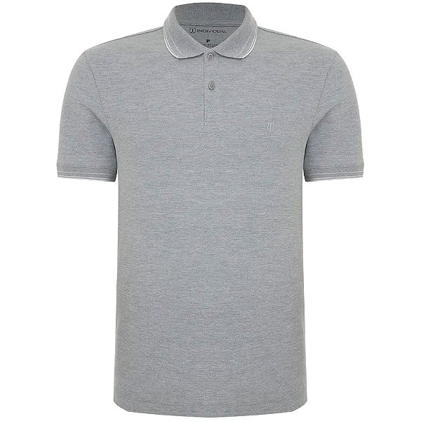 Camisa Polo Individual Slim Friso Ou24 Cinza Masculino