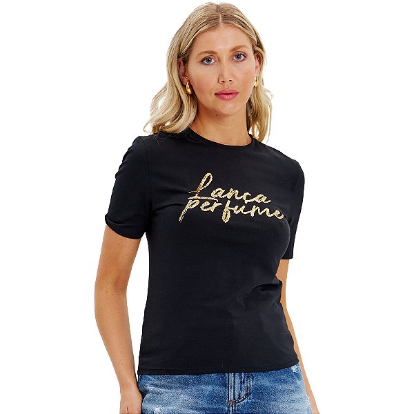 Camiseta Lança Perfume Baby Look Name In24 Preto Feminino