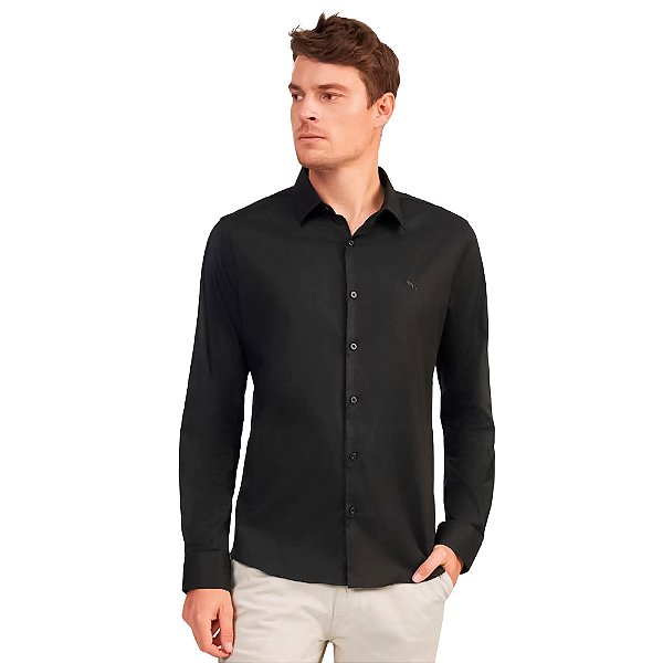 Camisa Acostamento Tricoline Ou24 Preto Masculino