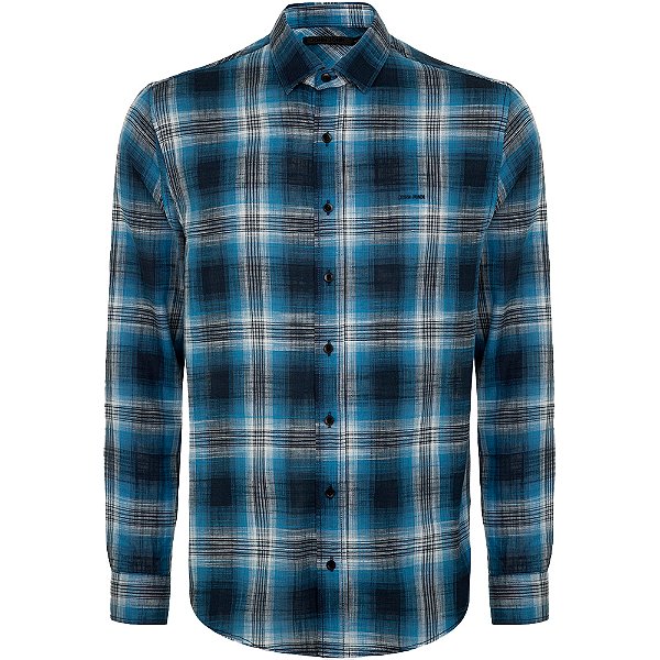Camisa John John Xadrez In24 Azul Masculino