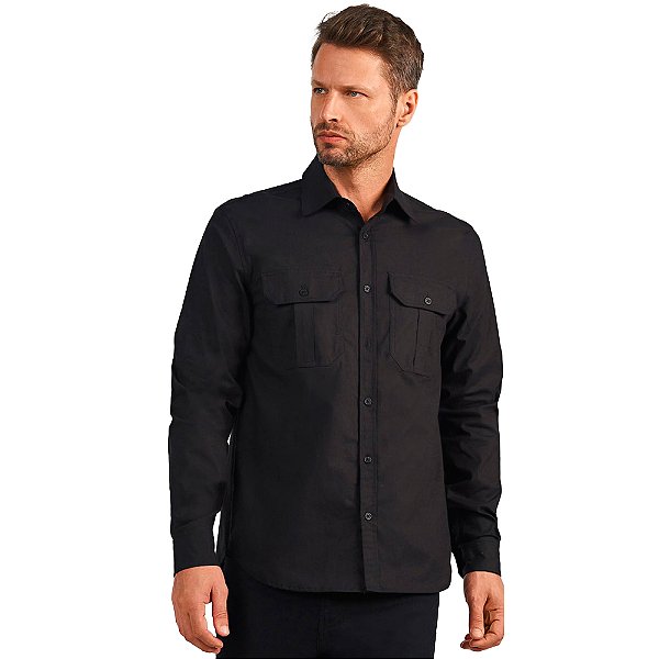 Camisa Acostamento Elastane In24 Preto Masculino
