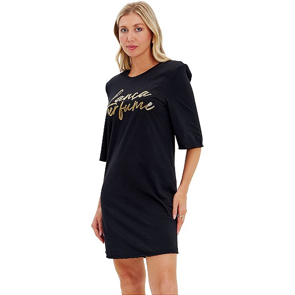 Vestido Lança Perfume T-Dress Curto In24 Preto Feminino