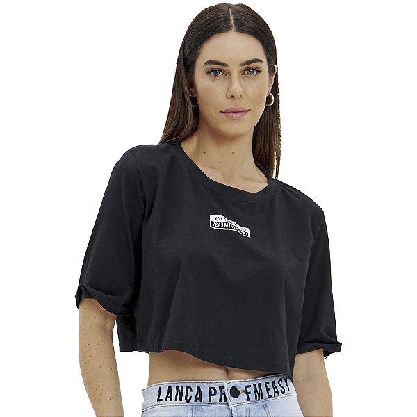 Camiseta Easy Lança Perfume Box Cropped In24 Preto Feminino