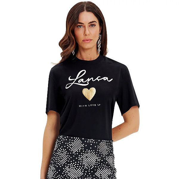 Camiseta Lança Perfume Fashion In24 Preto Feminino