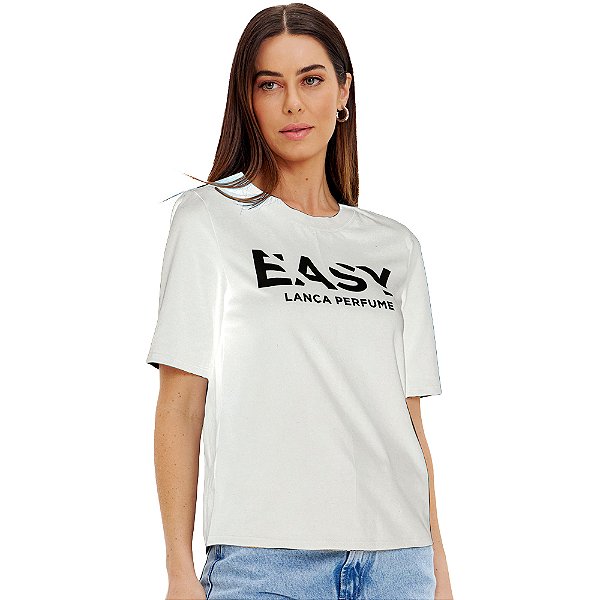 Camiseta Easy Lança Perfume Baby Look In24 Branco Feminino