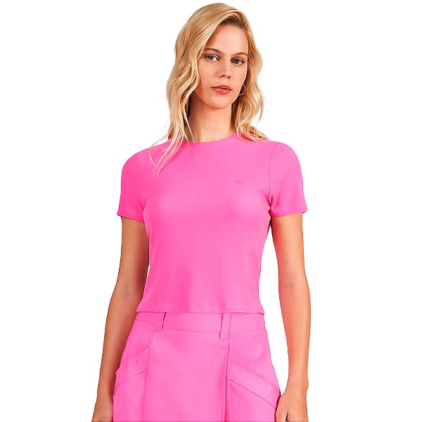 Camiseta Acostamento Basic Fashion In24 Rosa Feminino