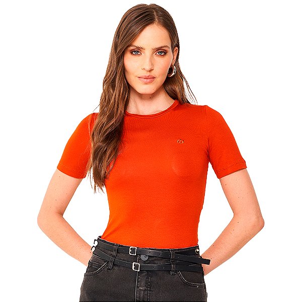 Camiseta Colcci Iconic In24 Laranja Ginger Spice Feminino
