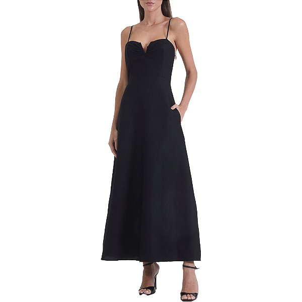 Vestido Linho Forum Tecido Plano In24 Preto Feminino
