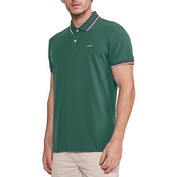 Camisa Polo Colcci Lines In24 Verde Crowd Masculino