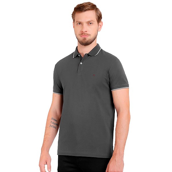 Camisa Polo Aramis 3 Listras In24 Cinza Masculino