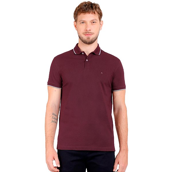 Camisa Polo Aramis 3 Listras In24 Bordô Masculino