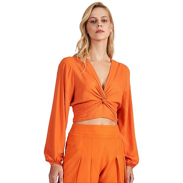 Blusa Acostamento Knot In24 Laranja Sunrise Feminino