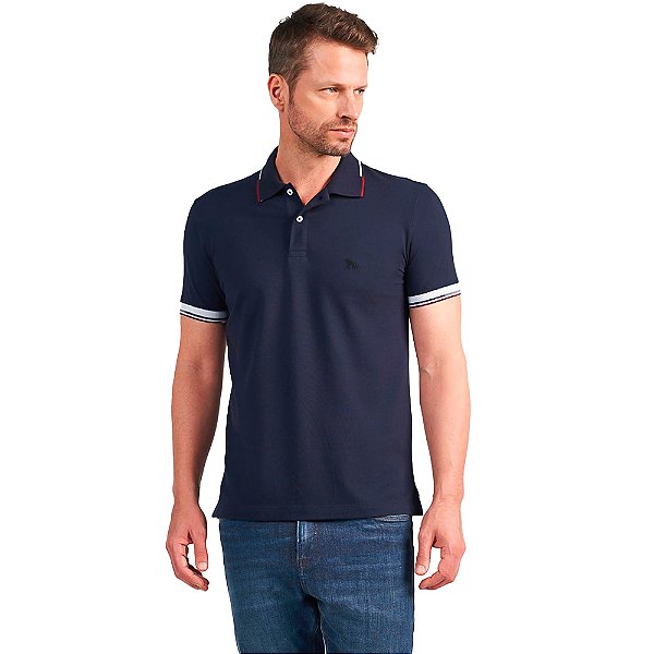 Camisa Polo Acostamento Muscle In24 Marinho Masculino