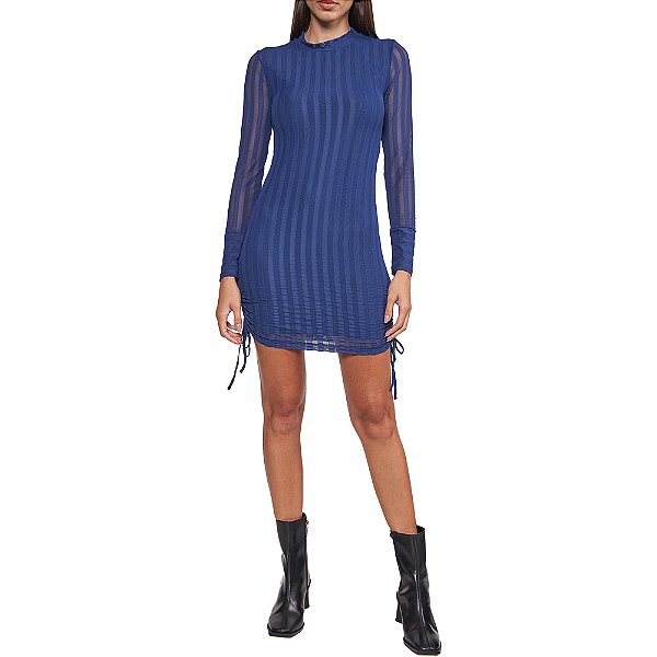 Vestido Tule Colcci Listrado In24 Marinho Feminino