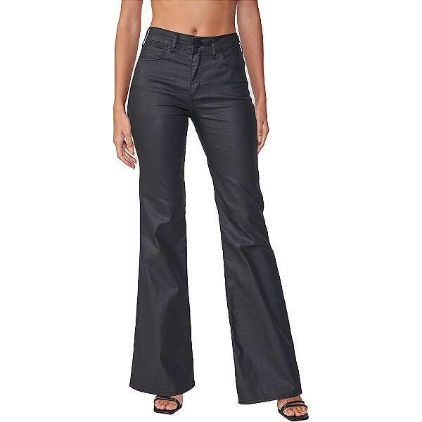 Calça Sarja Colcci Flare Resinada In24 Preto Feminino
