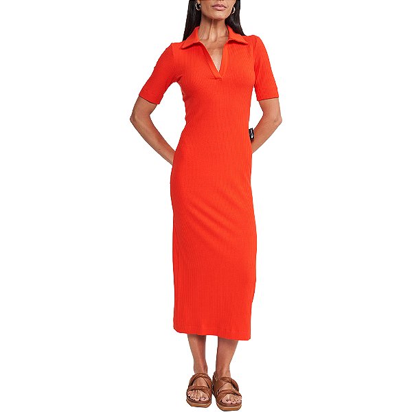 Vestido Canelado Colcci Malha In24 Vermelho Nives Feminino
