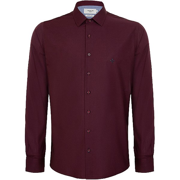 Camisa Slim Dudalina Tricoline In24 Bordô Masculino