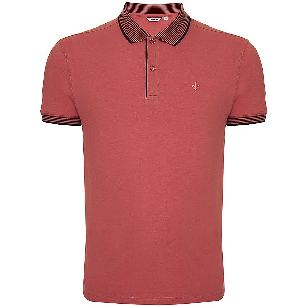 Camisa Polo Dudalina Frisos In24 Vermelho Claro Masculino