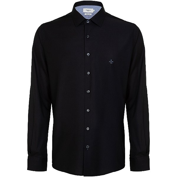 Camisa Slim Dudalina Tricoline In24 Preto Masculino