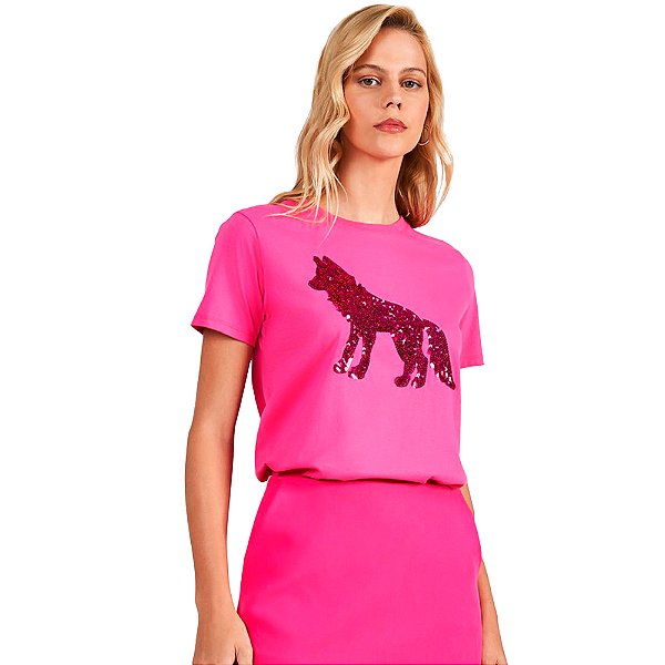 Camiseta Acostamento Fashion In24b Rosa Fuchsia Feminino