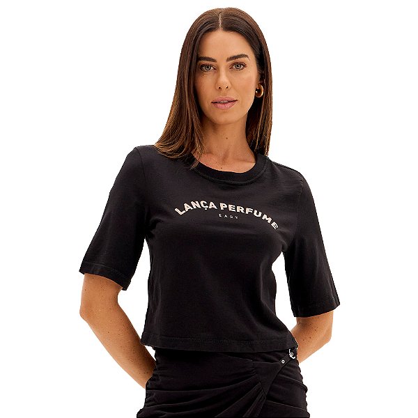 Camiseta Cropped Easy Lança Perfume Pr25 Preto Feminino
