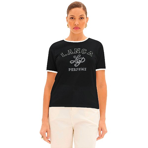 Camiseta Lança Perfume Estampada Pr25 Preto Feminino