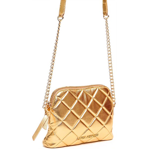 Bolsa Crossbody Lança Perfume Matelase Pr25 Dourado Feminino