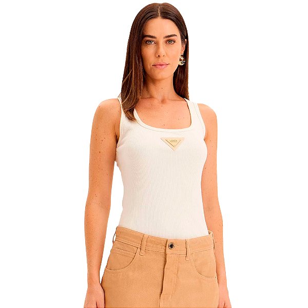 Regata Canelada Lança Perfume Slim Pr25 Off White Feminino