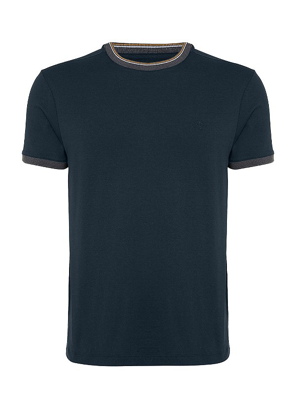 Camiseta Individual Friso Slim Fit In24 Marinho Masculino