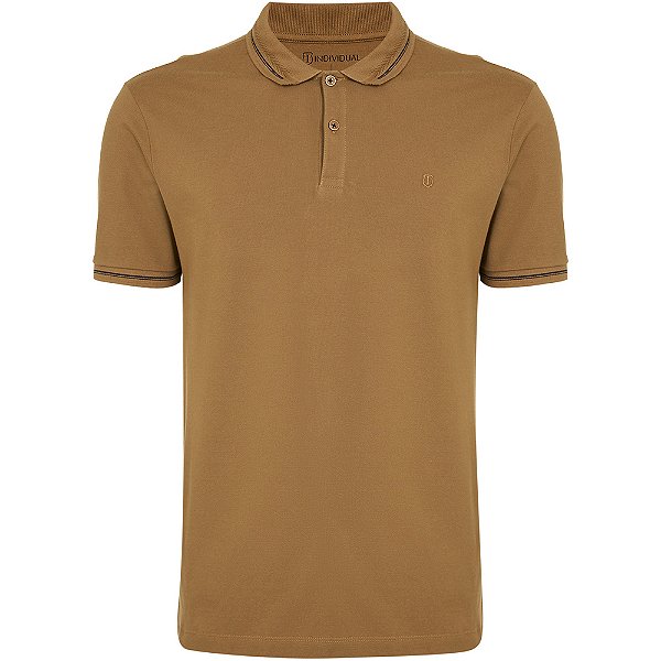 Camisa Polo Individual Slim Fit In24 Marrom Claro Masculino