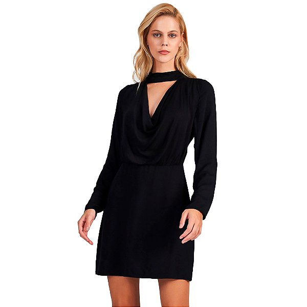 Vestido Acostamento Fashion In24b Preto Feminino