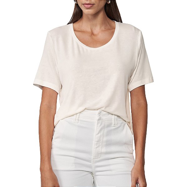 Camiseta Colcci Linho Pr25 Off White Feminino