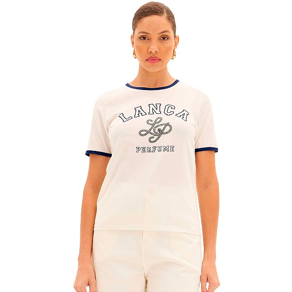 Camiseta Lança Perfume Estampada Pr25b Off White Feminino