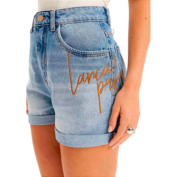 Short Jeans Lança Perfume Mom Super High Pr25 Azul Feminino