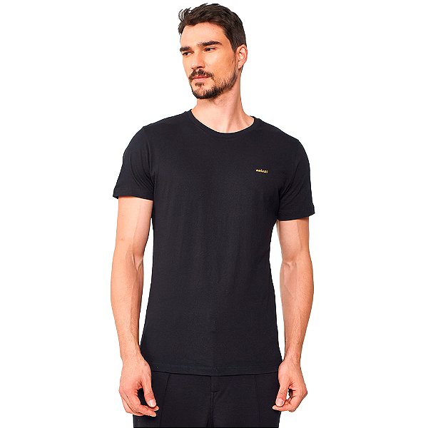 Camiseta Colcci Slim Básica Bordada Pr25 Preto Masculino