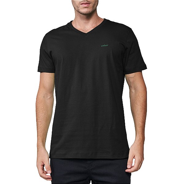 Camiseta Colcci Basic Slim Gola V Pr25 Preto Masculino