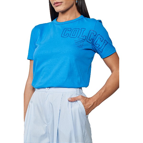 Camiseta Colcci Comfort Pr25 Azul School Feminino