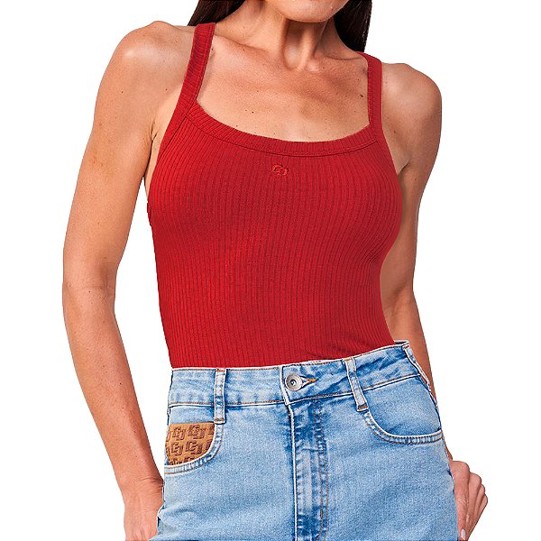 Regata Canelada Colcci Slim Pr25 Vermelho Feminino