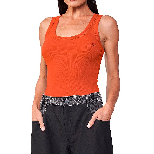 Regata Canelada Colcci Slim Pr25 Laranja Feminino