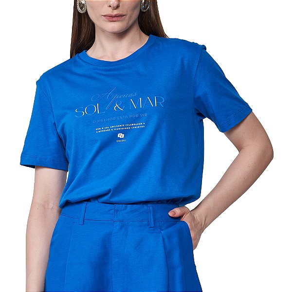 Camiseta Colcci Sea Pr25 Azul Boucher Feminino
