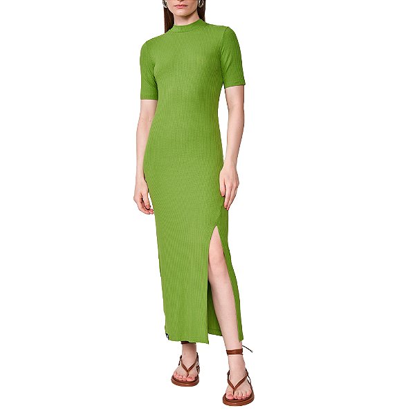 Vestido Canelado Colcci Slim Pr25 Verde Peridot Feminino